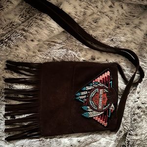HARLEY PATCH SUEDE FRINGE PURSE